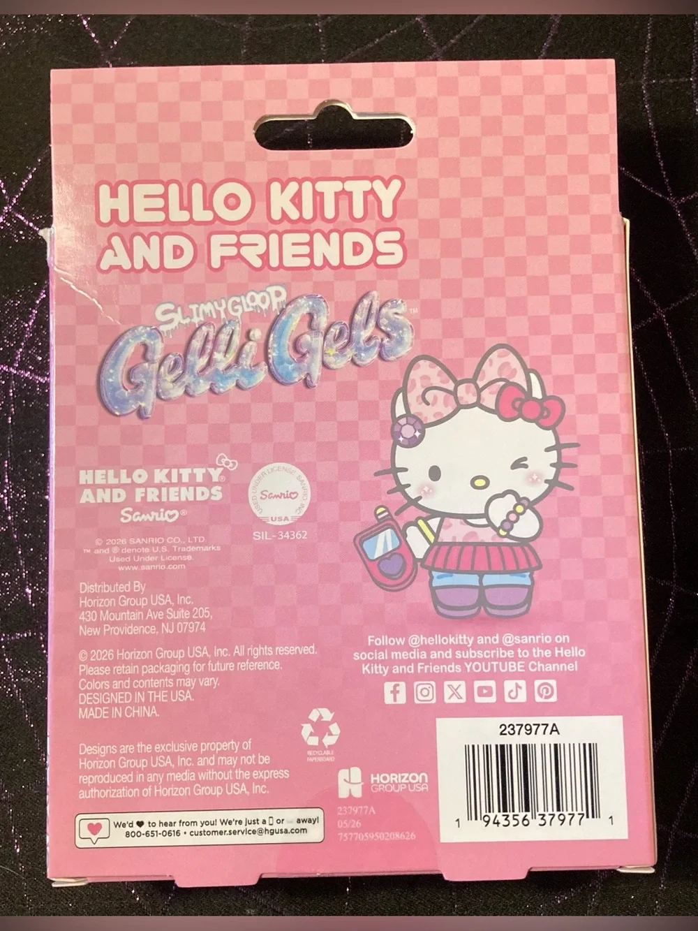 Hello Kitty Pink Iridescent Glitter Gelli Gels Slow-Flow Stretchy Toy